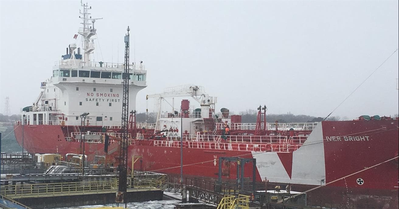Our Iver Bright ship in Sarnia in winter 