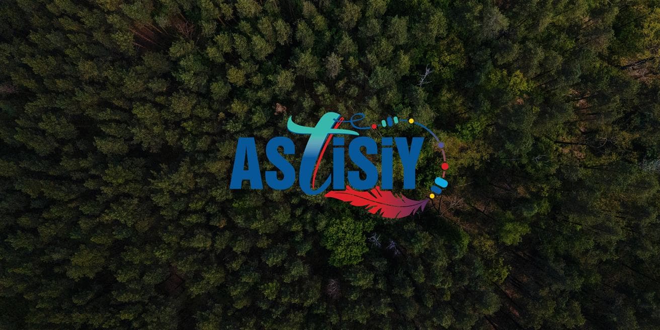 Astisiy logo on tree background.