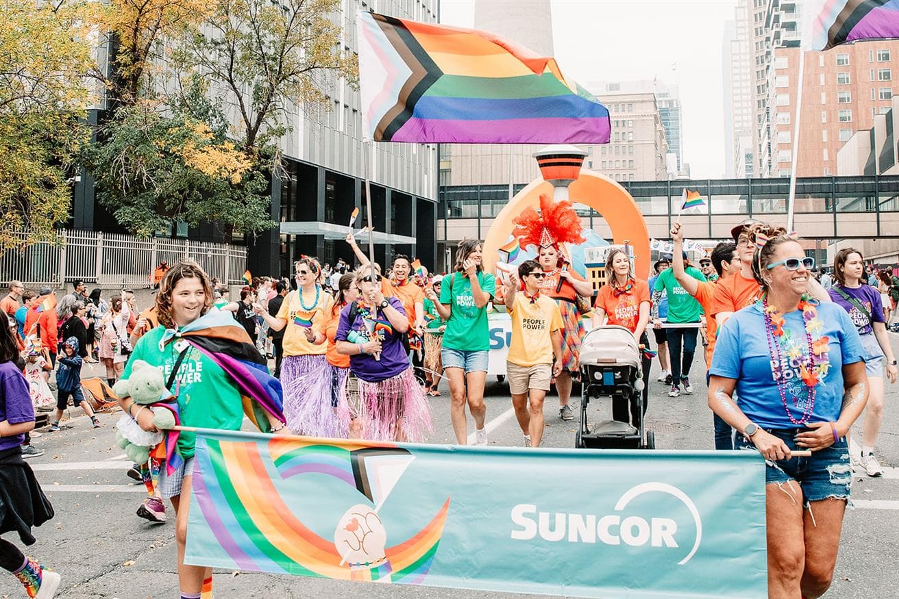 Suncor employees participating in the Calgary Pride Parade.