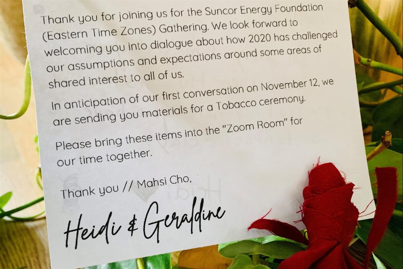 Tobacco ties were given to attendees of The Gathering. During an Elder-led ceremony, attendees placed their intentions for the event in with the tobacco. 