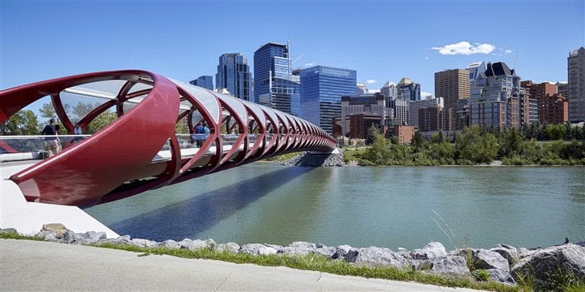 The Peace Bridge in downtown Calgary, overlooking the Bow River