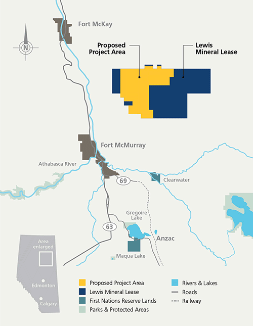  Suncor's Lewis project location map